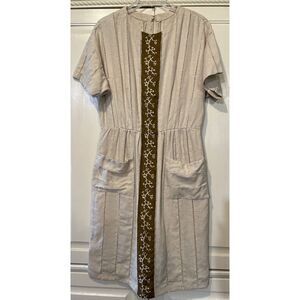 Carlie True Dress Women 14 100% Linen Vintage Cottagecore Grannycore Peasant‎